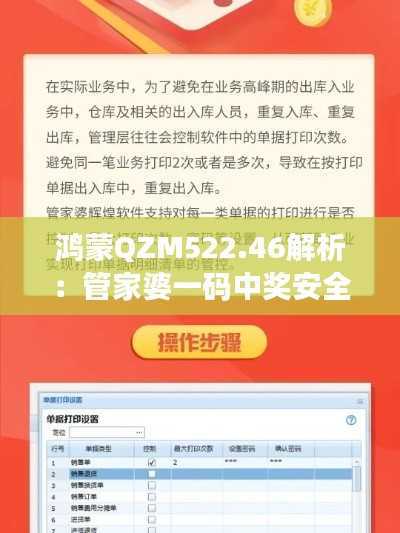 鸿蒙QZM522.46解析：管家婆一码中奖安全性策略揭秘