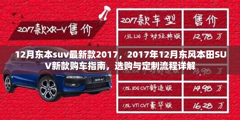 2017年12月东风本田SUV新款购车指南,选购、定制流程详解及最新款式一览